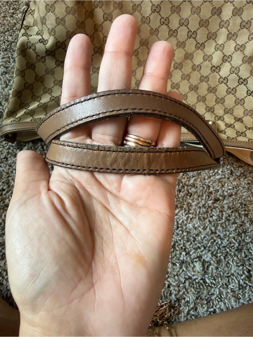 ⚡️Gucci GG Canvas Medium Tote with Brown Leather Trim - Picture 7 of 11